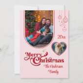 可愛い予測できなドードルカスタムクリスマスの3000写真ピンク シーズンカード (正面)