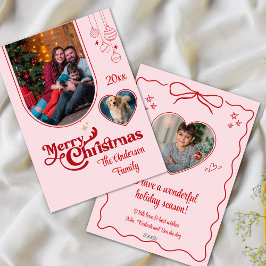 可愛い予測できなドードルカスタムクリスマスの3000写真ピンク シーズンカード