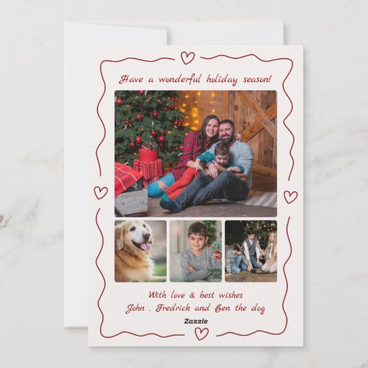 可愛い予測できなドードルカスタムクリスマス写真おもしろい赤 シーズンカード (裏面)