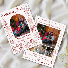 可愛い予測できなドードルカスタムクリスマス写真おもしろい赤 シーズンカード