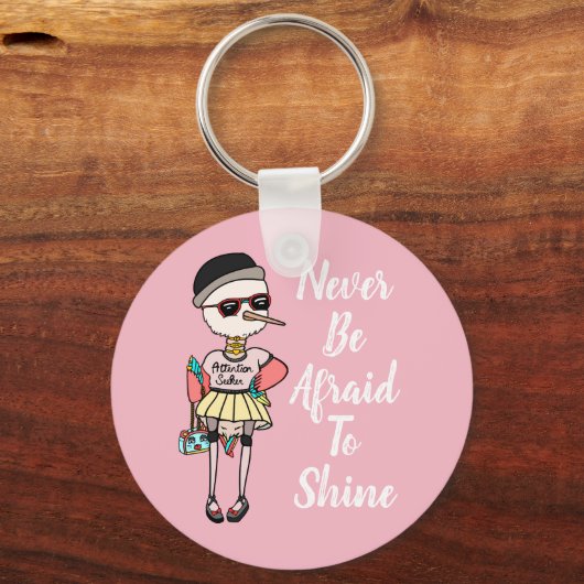 可愛い予測できなピンクの感動的引用文 キーホルダー (正面)