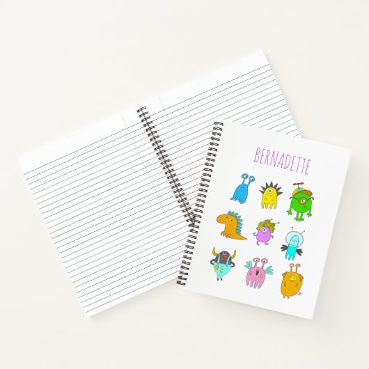 可愛い予測できなモンスタカラフルーマンガパーソナライズされたー ノートブック (内部)