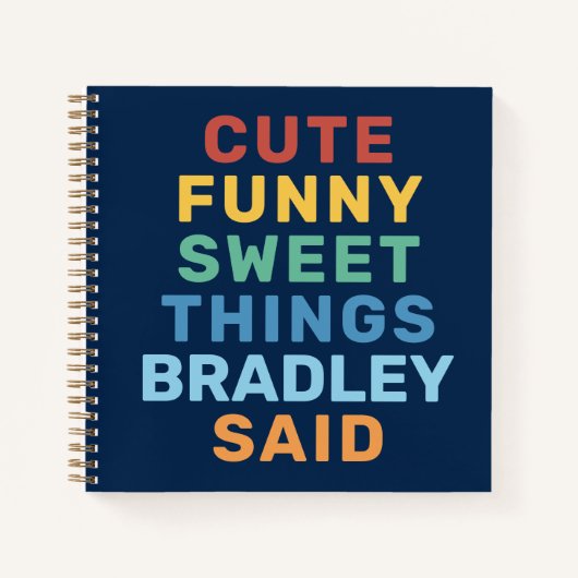 可愛い事私の子供は青パーソナライズされたの名前を言った ノートブック (正面)