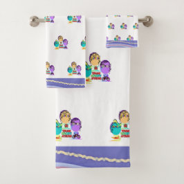 可愛い交通風刺画キッズタオルセット バスタオルセット