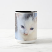 可愛い人生は選んでない – 白い子猫のマグカップ ツートーンマグカップ (中央)