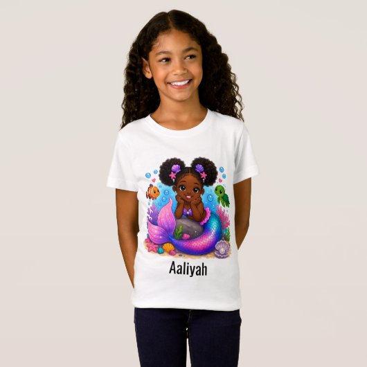 可愛い人魚の女の子Tシャツ 子供用 Tシャツ (正面フル)