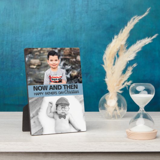 可愛い今そして息子の写真父の日モダン フォトプラーク (側面)