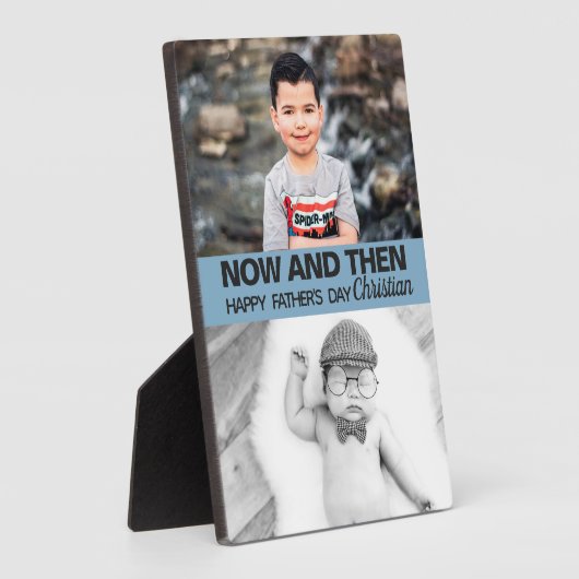 可愛い今そして息子の写真父の日モダン フォトプラーク (側面)