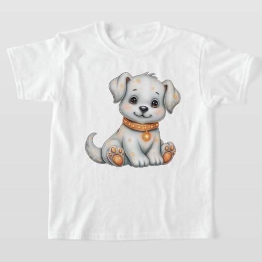 可愛い仔犬の秋の収穫 Tシャツ (レイダウン)