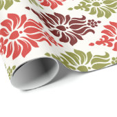 可愛い休日の赤い緑のダンマスクパターンのギフトラップ ラッピングペーパー (ロールコーナー)