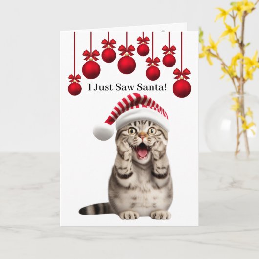 可愛い休日キャットクリスマスキャットクリスマス カード (黄色い花)