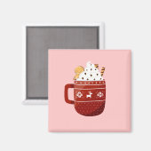 可愛い伝統クリスマスベルバージホットココアwi マグネット (正面/裏面)
