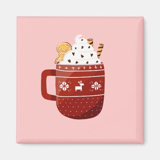 可愛い伝統クリスマスベルバージホットココアwi マグネット (正面)