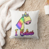 可愛い信じIレインボーおもしろいユニコーン クッション (ブランケット)