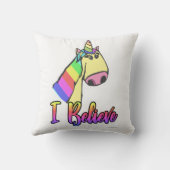 可愛い信じIレインボーおもしろいユニコーン クッション (裏面)