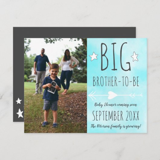 可愛い兄の青い雲の写真妊娠 案内状 (正面/裏面)