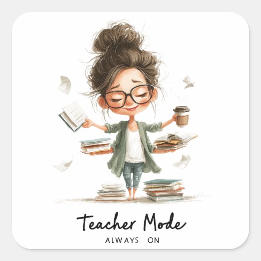 可愛い先生漫画「先生モード常にオン」 スクエアシール (正面)