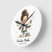 可愛い先生漫画「先生モード常にオン」 ラウンド壁時計 (傾斜)