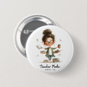 可愛い先生漫画「先生モード常にオン」 缶バッジ (正面&裏面)