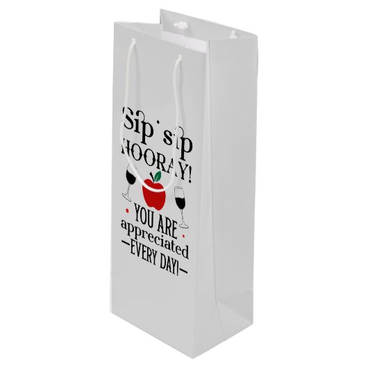 可愛い先生鑑賞ワードアート ワインギフトバッグ (正面アングル)