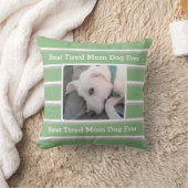 可愛い光の緑ストライプのの最高の疲れた犬の母は今まで クッション (ブランケット)