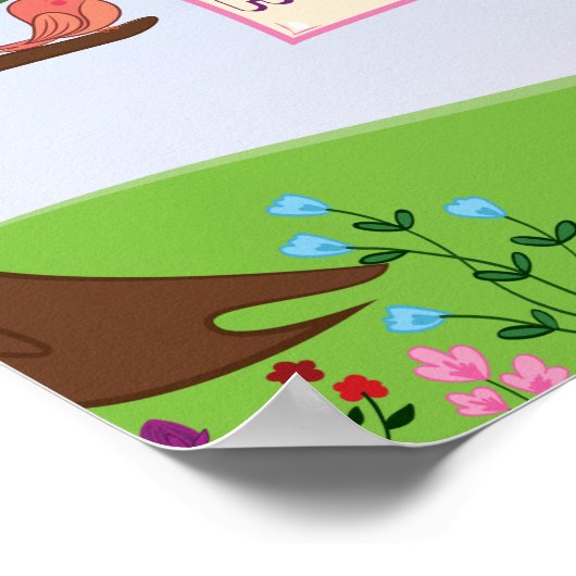 可愛い全てが良く期待される木の花鳥 ポスター (角)