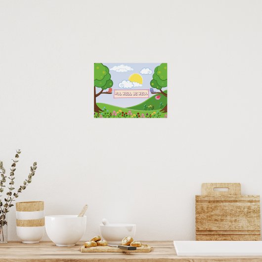 可愛い全てが良く期待される木の花鳥 ポスター (キッチン)