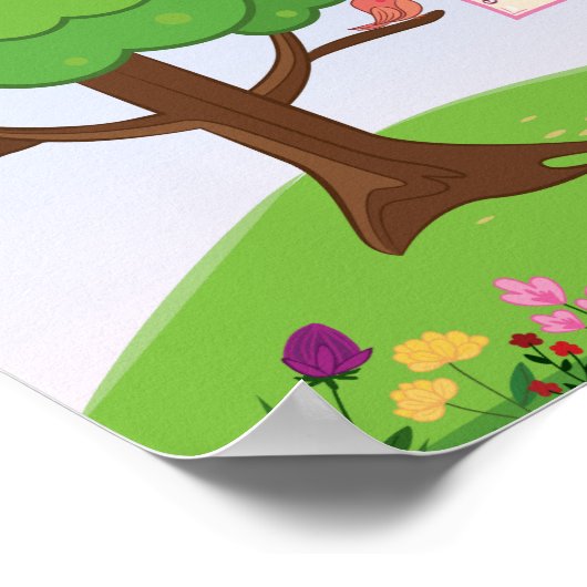 可愛い全てが良く期待される木の花鳥 ポスター (角)