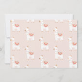 可愛い全体ラマおもしろいピンク最初の誕生日写真 招待状 (裏面)