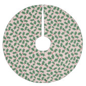 可愛い共通ホリー離れパターンのクリスマスピンク ブラッシュドポリエステルツリースカート (正面)