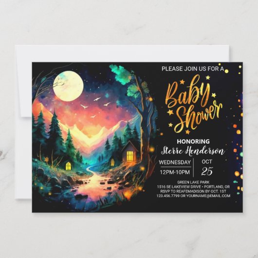 可愛い冒険がティンバーランド赤ちゃんシャワーを待つ 招待状 (正面)
