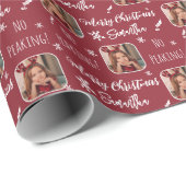 可愛い写真なしピーキング陽気なクリスマスパターン赤 ラッピングペーパー (ロールコーナー)