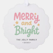 可愛い写真のクリカラフルスモダンマス オーナメントカード (正面)