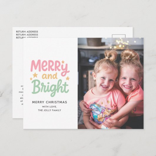 可愛い写真のクリカラフルスモダンマス シーズンポストカード (正面/裏面)