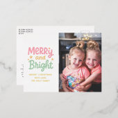 可愛い写真のクリカラフルスモダンマス 箔シーズンポストカード (正面/裏面)