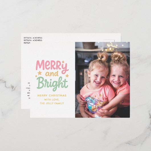 可愛い写真のクリカラフルスモダンマス 箔シーズンポストカード (正面/裏面)