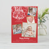 可愛い写真クリスマスホリデー誕生のお知らせ シーズンカード (スタンド正面)