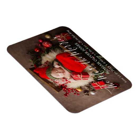 可愛い写真クリスマスホリデー誕生のお知らせ マグネット (右側)