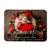 可愛い写真クリスマスホリデー誕生のお知らせ マグネット (横)