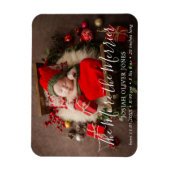 可愛い写真クリスマスホリデー誕生のお知らせ マグネット (縦)