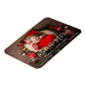 可愛い写真クリスマスホリデー誕生のお知らせ マグネット (左側)