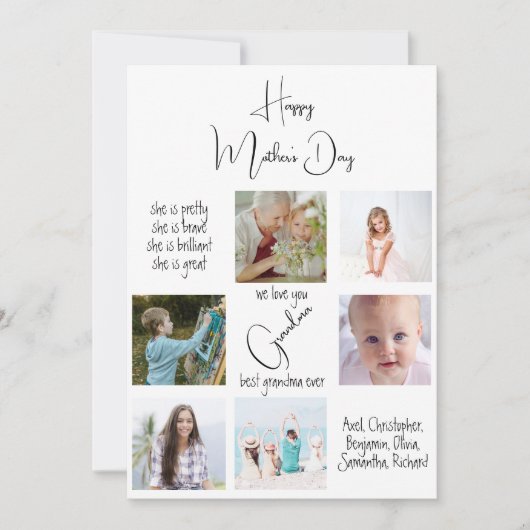 可愛い写真コラージュ私たちは愛おばあちゃん母の日 シーズンカード (正面)