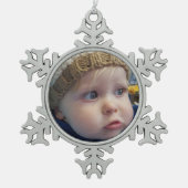 可愛い写真パーソナライズされたスノーフレーク・クリスマス スノーフレークピューターオーナメント (正面)