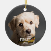 可愛い写真パーソナライズされたペットのクリスマス セラミックオーナメント (正面)