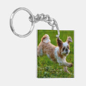 可愛い写真ランニングシーズー(犬)の頭犬 キーホルダー (正面左)