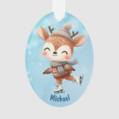 可愛い冬のトナカイの孫クリスマス オーナメント (正面)