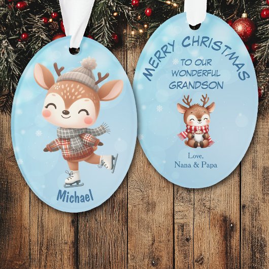 可愛い冬のトナカイの孫クリスマス オーナメント