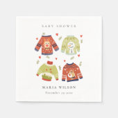 可愛い冬のハート葉の醜いセーター赤ちゃんシャワー スタンダードカクテルナプキン (正面)