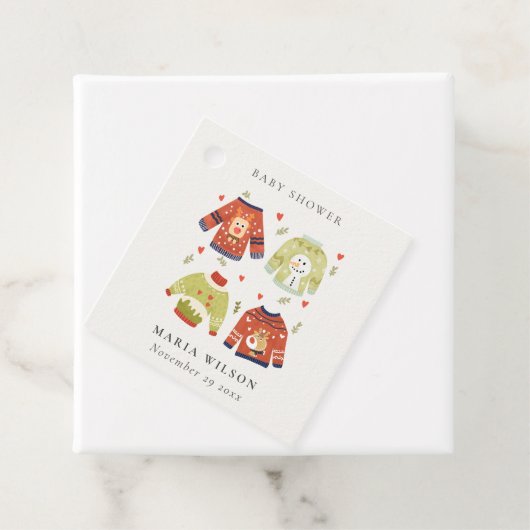 可愛い冬のハート葉の醜いセーター赤ちゃんシャワー フェイバータグ (インサイチュ)