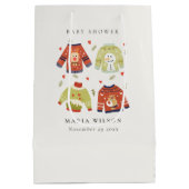 可愛い冬のハート葉の醜いセーター赤ちゃんシャワー ミディアムペーパーバッグ (裏面)